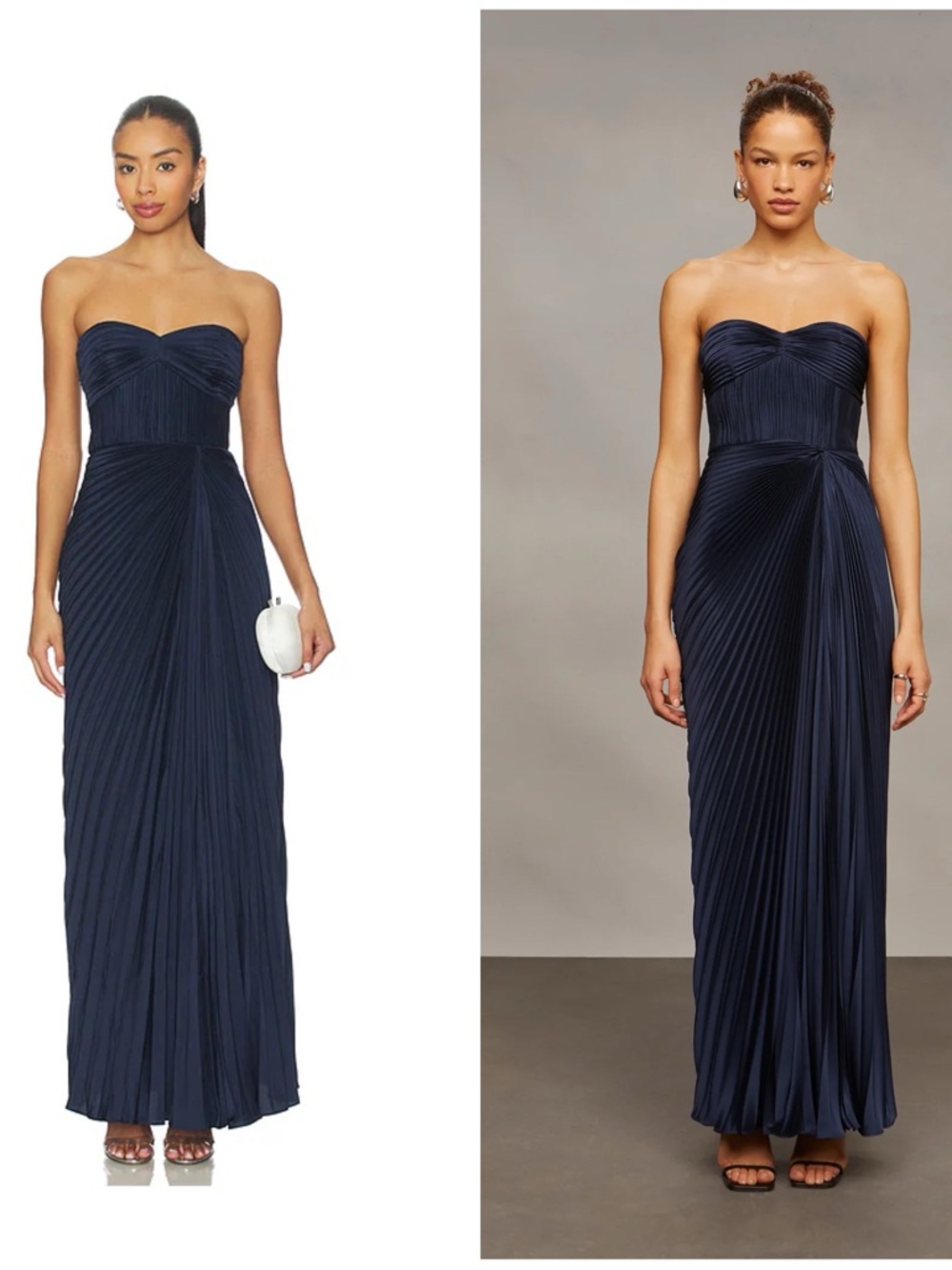 NWT AMUR Joyceanne Sweetheart Gown Strapless Pleated Gown in Deep Indigo Size 6